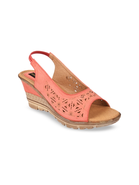 WOMENS BERRY Women Peach-Coloured Solid Sandals