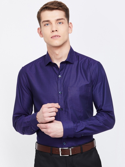 CODE by Lifestyle Men Purple Slim Fit Self Design Formal Shirt