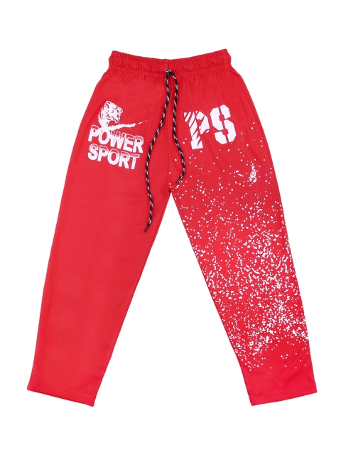 SWEET ANGEL Girls Red & White Printed Straight-Fit Track Pants