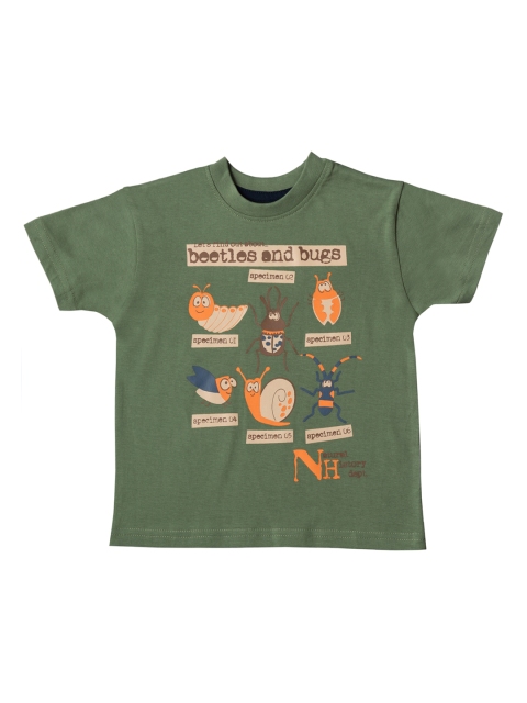 Kid Studio Boys Green Printed Round Neck T-shirt