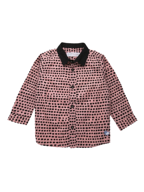 ZERO THREE Boys Pink & Black Regular Fit Printed Casual Shirt