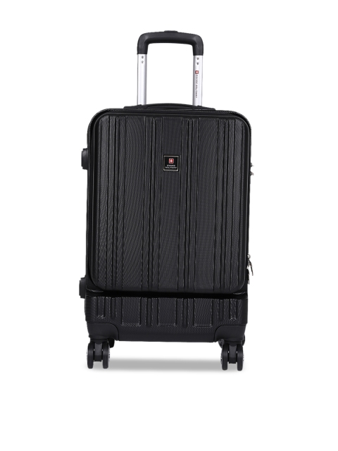 SWISS MILITARY Unisex Black Textured Trolley Suitcase With External Laptop Compartment
SWISS MILITARY Unisex Black Textured Trolley Suitcase With External Laptop Compartment
