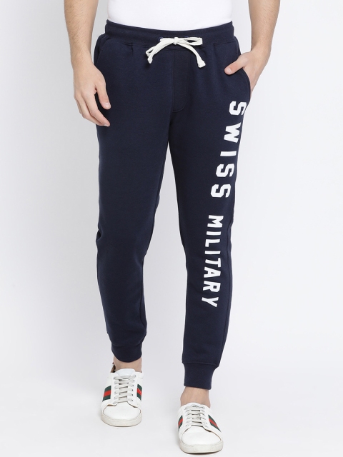 SWISS MILITARY Men Navy Blue Solid Slim-Fit Joggers