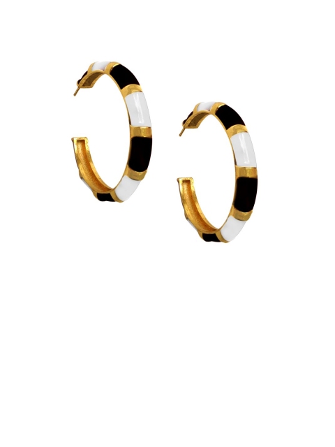 Foxy Sperks Black & White Contemporary Half Hoop Earrings
