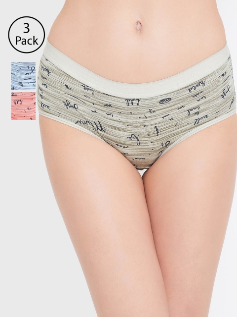Leading Lady Women Pack of 3 Assorted Hipster Briefs, Green