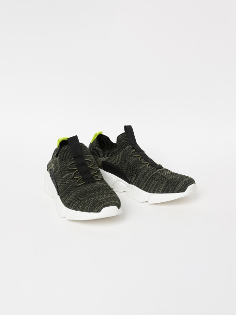 Fame Forever by Lifestyle Boys Olive Green Woven Design Slip-On Sneakers