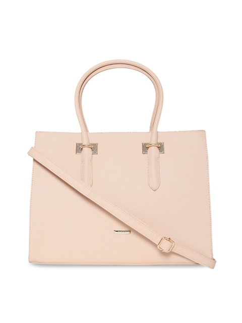 Stride Peach-Coloured Solid Handheld Bag