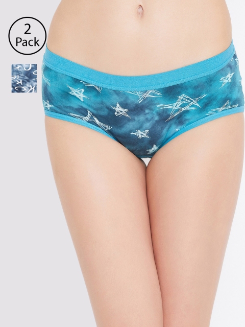 Leading Lady Pack of 2 Printed Hipster Briefs L-7-GRN-GRY-2-S, Green