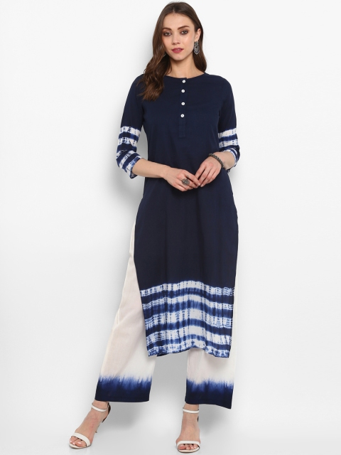 aayusika Women Blue & White Printed Kurta with Palazzos