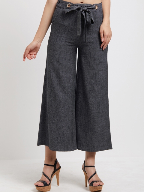 109F Women Grey Regular Fit Solid Culottes