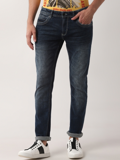 Peter England Casuals Men Blue Skinny Fit Mid-Rise Clean Look Jeans