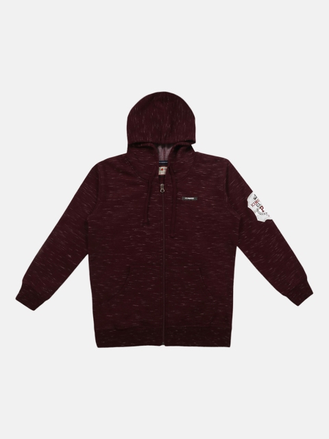 Lil Tomatoes Boys Burgundy Solid Hooded Fleece Sweatshirt
