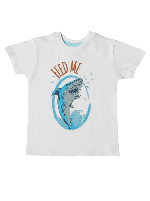 Kid Studio Boys White Printed Round Neck T-shirt 
Kid Studio Boys White Printed Round Neck T-shirt