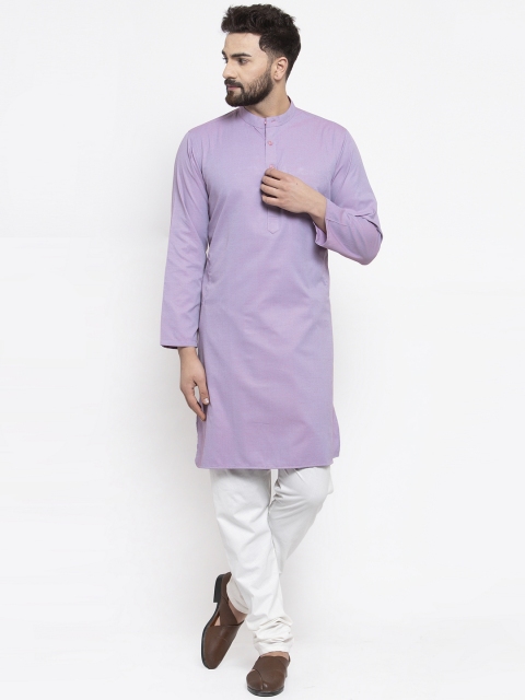 NEUDIS Men Lavender Solid Straight Kurta