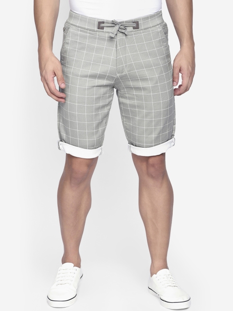 beevee Men Grey Checked Regular Shorts