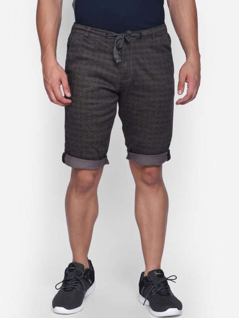 beevee Men Charcoal Checked Regular Shorts