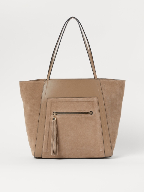 H&M Women Beige Suede-Detail Shopper