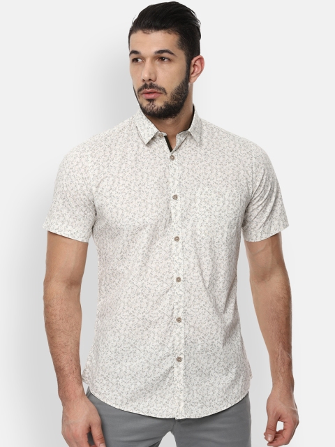 Van Heusen Sport Men Beige & Grey Slim Fit Printed Casual Shirt