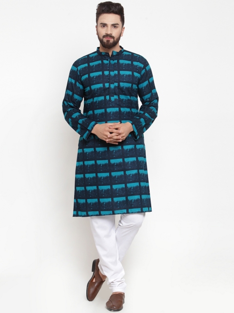 NEUDIS Men Blue Printed Kurta with Churidar