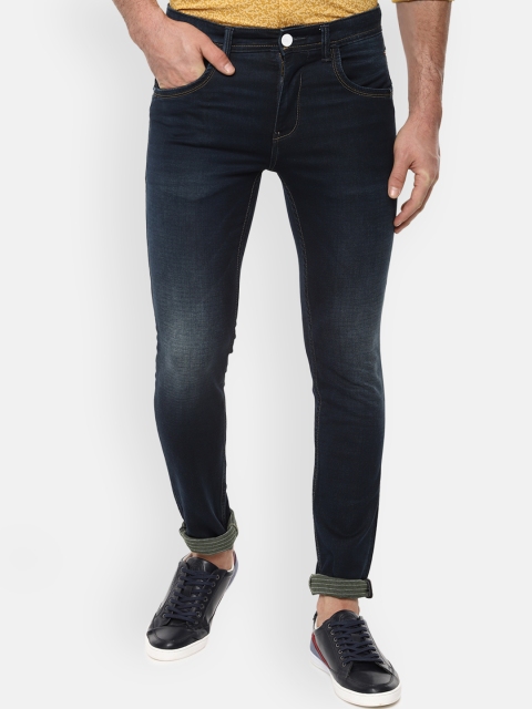 V Dot Men Navy Blue Slim Fit Mid-Rise Clean Look Stretchable Jeans