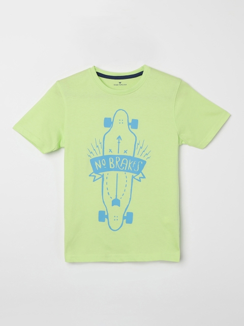 Fame Forever by Lifestyle Boys Green & Blue Printed Regular Fit Round Neck T-shirt
