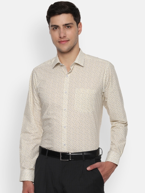 Van Heusen Men Beige Regular Fit Printed Formal Shirt