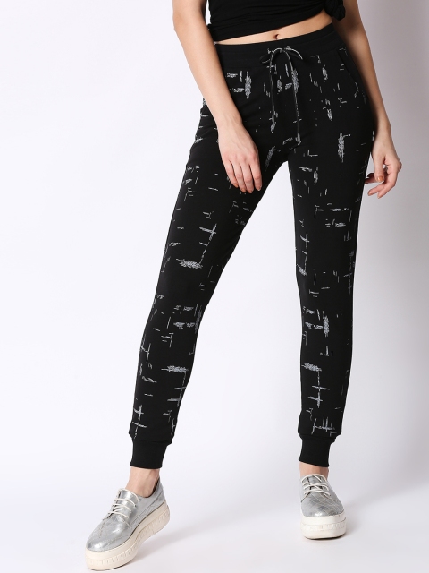 I like me Women Black Printed Regular Fit Joggers