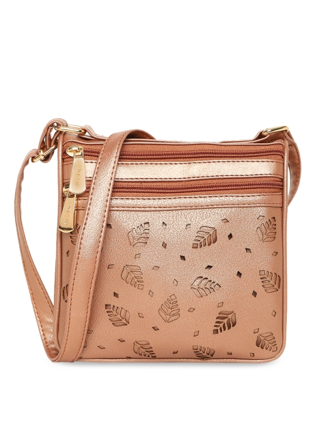 KLEIO Rose Gold-Toned Self Design Laser Cut Sling Bag