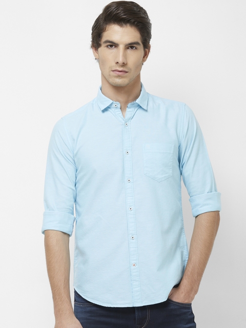 Killer Men Turquoise Blue Regular Fit Solid Casual Shirt