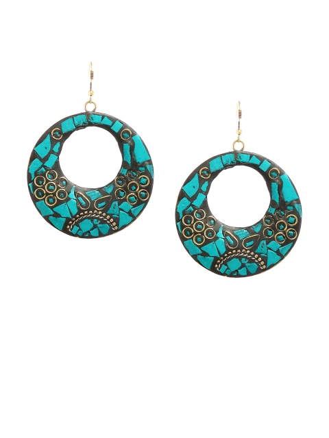 Bamboo Tree Jewels Blue Crescent Shaped Handcrafted Drop Earrings