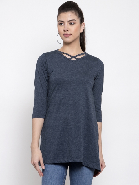 Kalt Women Blue Solid Tunic