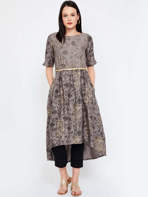 Colour Me by Melange Women's Grey & Black Printed Tunic