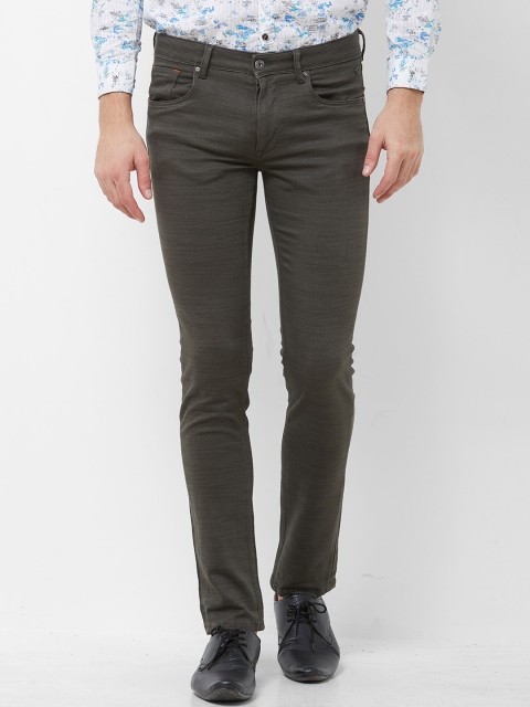 Killer Men Olive Green Solid Slim Fit Regular Trousers