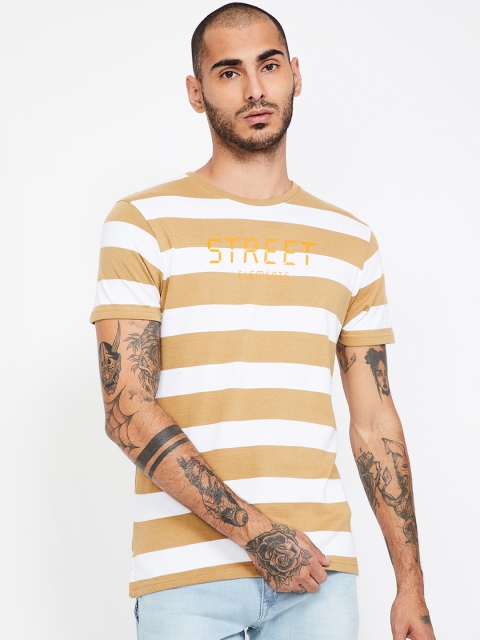 Bossini Men Beige Striped Round Neck T-shirt