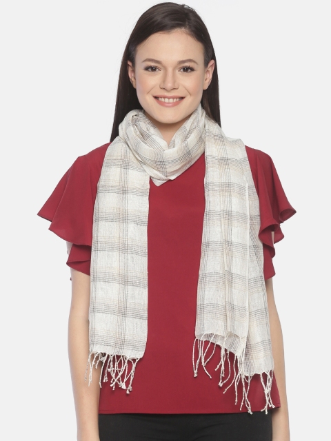 Linen Club Women Grey Checked Stole
