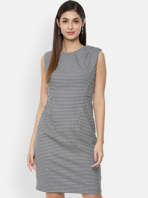 Van Heusen Woman Women Black Checked Sheath Dress