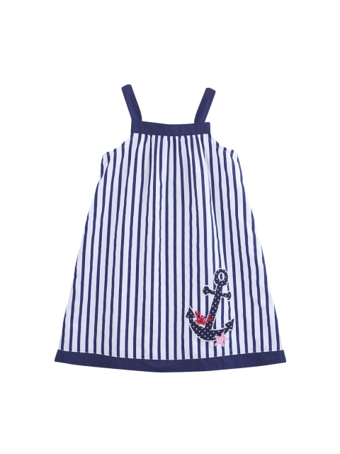 Beebay Infant Navy Blue & White Striped A-Line Dress