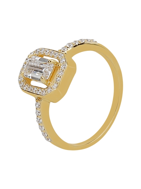 Silgo 925 Sterling Silver Gold-Plated & White CZ-Studded Solitaire Accent Finger Ring
Silgo 925 Sterling Silver Gold-Plated & White CZ-Studded Solitaire Accent Finger Ring