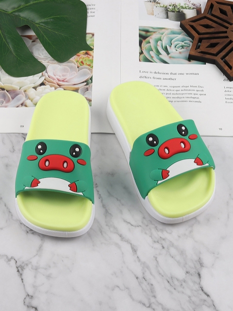 Walktrendy Unisex Green & Red Printed Thong Flip-Flops