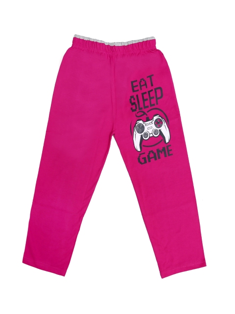 SWEET ANGEL Boys Pink Printed Straight-Fit Track Pants