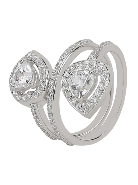 Silgo Women 925 Sterling Silver Rhodium-Plated & White CZ-Studded Double Finger Ring
Silgo Women 925 Sterling Silver Rhodium-Plated & White CZ-Studded Double Finger Ring