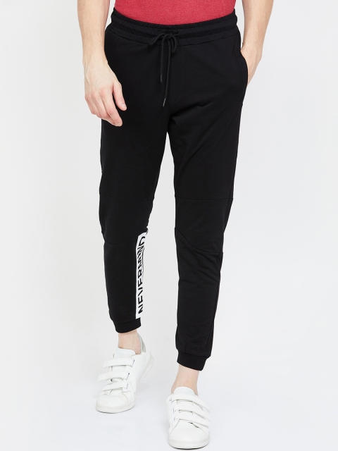 Smiley World Men Black Solid Slim-Fit Joggers