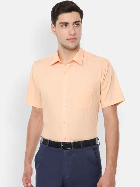 Van Heusen Men Orange Regular Fit Solid Formal Shirt