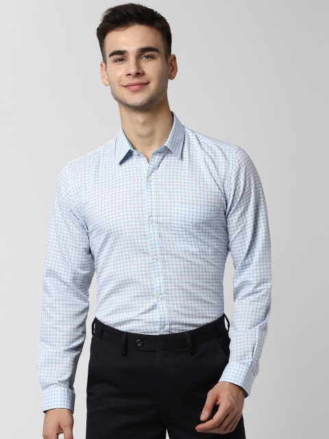 Peter England Men Blue & Red Regular Fit Checked Formal Shirt