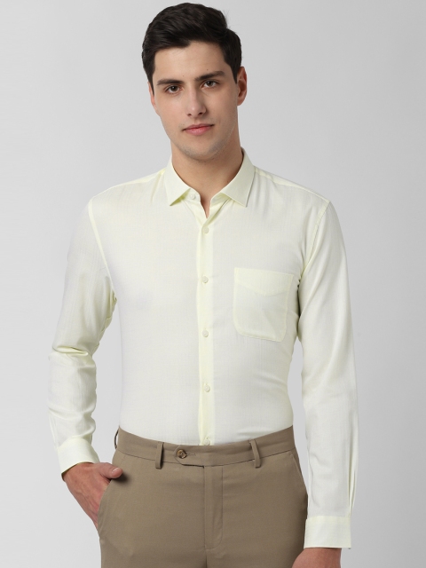 Peter England Men Yellow Slim Fit Solid Formal Shirt