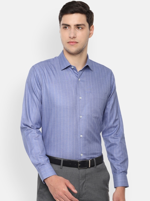Van Heusen Men Blue Slim Fit Striped Formal Shirt