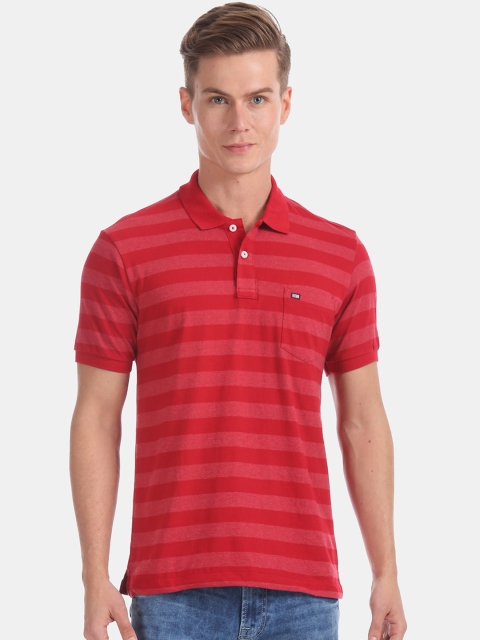 Arrow Sport Men Red Striped Polo Collar T-shirt