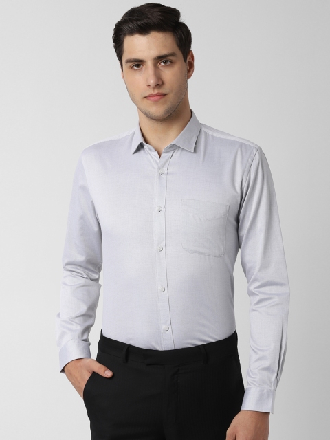 Peter England Men Grey Regular Fit Self Design Formal Shirt