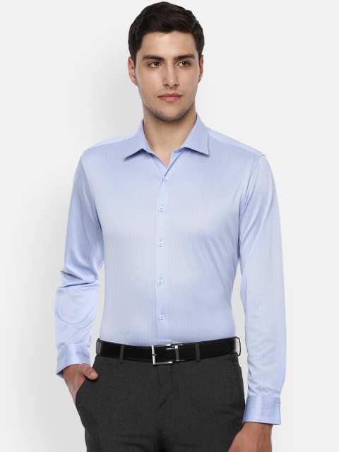 Van Heusen Men Blue Slim Fit Self Design Formal Shirt