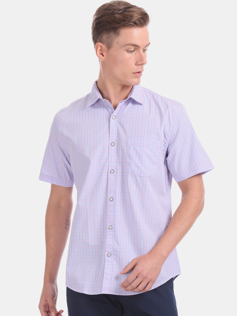 Ruggers Men Pink Regular Fit Checked Casual Shirt